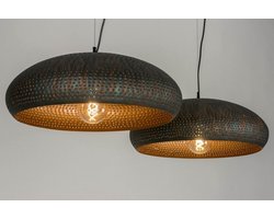 Lumidora Hanglamp 73063 - FORI - 2 Lichts - E27 - Zwart - Bruin - Koper - Meerkleurig - Metaal