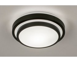 Lumidora Plafondlamp 73676 - Plafonniere - TOLEDO - E27 - Zwart - Wit - Kunststof - Buitenlamp - Badkamerlamp - IP44 - ⌀ 26 cm