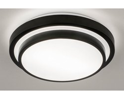 Lumidora Plafondlamp 73677 - Plafonniere - TOLEDO - 2 Lichts - E27 - Zwart - Wit - Kunststof - Buitenlamp - Badkamerlamp - IP44 - ⌀ 34 cm