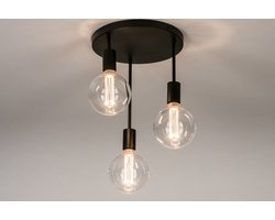 Lumidora Plafondlamp 74009 - Plafonniere - LINCOLN - 3 Lichts - E27 - Zwart - Metaal - ⌀ 28 cm