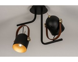 Lumidora Plafondlamp 74153 - Plafonniere - LOGAN - 2 Lichts - E14 - Zwart - Goud - Metaal