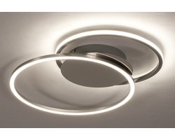 Lumidora Plafondlamp 74231 - Plafonniere - CUZCO - 2 Lichts - Ingebouwd LED - 24.0 Watt - 2400 Lumen - 2700 Kelvin - Zilvergrijs - Kunststof - Met dimmer - Badkamerlamp