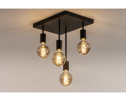 Lumidora Plafondlamp 74550 - Plafonniere - LINCOLN - 4 Lichts - E27 - Zwart - Metaal - ⌀ 42 cm