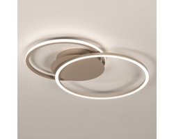 Lumidora Plafondlamp 75619 - Plafonniere - CUZCO - 2 Lichts - Ingebouwd LED - 24.0 Watt - 2400 Lumen - 2700 Kelvin - Taupe - Metaal - Met dimmer - Badkamerlamp
