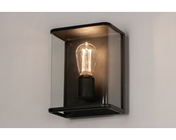 Lumidora Wandlamp 31273 - Voor buiten - MYLO - E27 - 4.0 Watt - 400 Lumen - 2700 Kelvin - Zwart - Transparant - kleurloos - Metaal - Buitenlamp - IP44 - Met Sensor