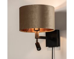 Lumidora Wandlamp 31428 - Voor binnen - SIENA - 2 Lichts - Ingebouwd LED - 1.0 Watt - 2700 Kelvin - Zwart - Koper - Taupe - Metaal