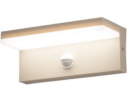 Lumidora Wandlamp 75644 - Voor buiten - PIR SENSOR - Ingebouwd LED - 10.0 Watt - 1000 Lumen - 6500 Kelvin - Beige - Kunststof - Buitenlamp - IP54 - Met Sensor
