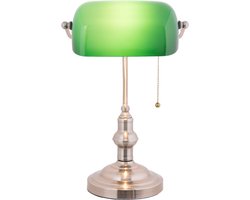 LumiLamp Bureaulamp Bankierslamp 27x17x41 cm Groen Metaal Glas Tafellamp
