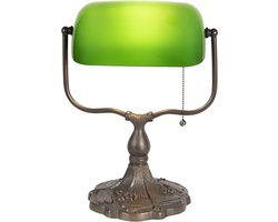 Lumilamp Bureaulamp Bankierslamp 27x20x36 cm Groen Bruin Metaal