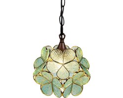 Lumilamp Hanglamp Tiffany 21x21x17/90 cm Groen Glas