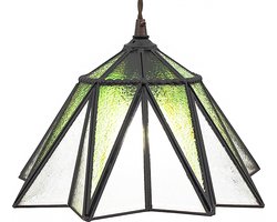 LumiLamp Hanglamp Tiffany Ø 31x107 cm Groen Glas Metaal Zeshoek Hanglamp Eettafel