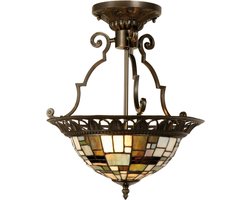 Lumilamp Plafondlamp Tiffany Ø 37x41 cm Bruin Beige Metaal