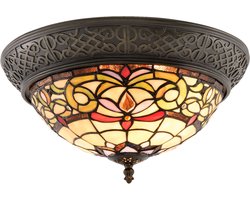 Lumilamp Plafondlamp Tiffany Ø 38x20 cm Geel Glas