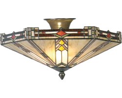 Lumilamp Plafondlamp Tiffany Ø 40x23 cm Beige Bruin Metaal