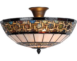 Lumilamp Plafondlamp Tiffany Ø 40x23 cm Bruin Beige Metaal