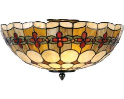 Lumilamp Plafondlamp Tiffany Ø 40x24 cm Beige Rood Metaal Roos