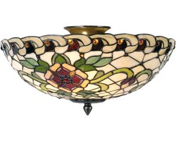 Lumilamp Plafondlamp Tiffany Ø 40x25 cm Groen Rood Metaal Roos