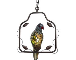 Lumilamp Plafondlamp Tiffany Papegaai Bruin Blauw Metaal