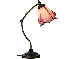 LumiLamp Tiffany Tafellamp 26x19x50 cm Roze Glas Metaal