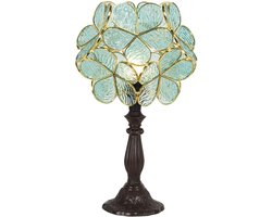 Lumilamp Tiffany Tafellamp 43 cm Groen Glas Bloem