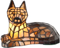 Lumilamp Tiffany Tafellamp Hond 25x13x17 cm Bruin Glas