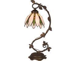 Lumilamp Tiffany Tafellamp Ø 18x53 cm Wit Groen Glas