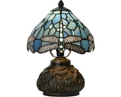 Lumilamp Tiffany Tafellamp Ø 20x28 cm Blauw Glas Libelle