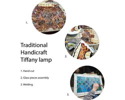 Lumilamp Tiffany Tafellamp Ø 20x30 cm Roze Paars Glas