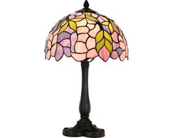 Lumilamp Tiffany Tafellamp Ø 30x50 cm Roze Glas