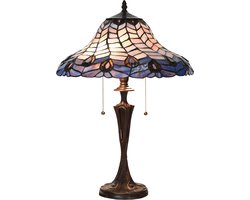 Lumilamp Tiffany Tafellamp Ø 40x60 cm Blauw Paars Glas