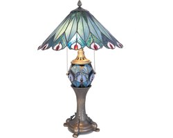Lumilamp Tiffany Tafellamp Ø 40x65 cm Blauw Rood Glas