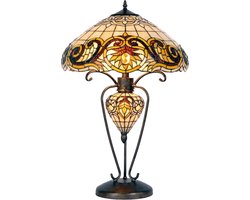Lumilamp Tiffany Tafellamp Ø 46x76 cm Geel Glas
