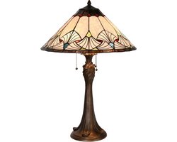Lumilamp Tiffany Tafellamp Ø 51x78 cm Beige Blauw Glas