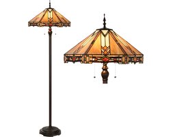 Lumilamp Tiffany Vloerlamp Beige Glas Rond