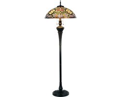 Lumilamp Tiffany Vloerlamp Beige Roze Kunststof Bloemen
