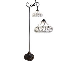 Lumilamp Tiffany Vloerlamp Bruin Beige Polyresin Rond