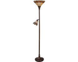 Lumilamp Tiffany Vloerlamp Ø 35 / Ø 14x176 cm Beige Rood Metaal