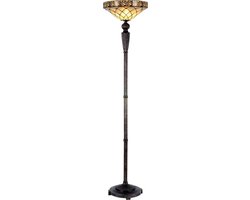 LumiLamp Tiffany Vloerlamp Ø 41x179 cm Bruin Beige Glas Driehoek Staande Lamp