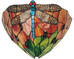 Lumilamp Wandlamp Tiffany 30x15x20 cm Rood Groen Glas Libelle