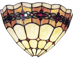 Lumilamp Wandlamp Tiffany Beige Bruin Glas Driehoek Roos