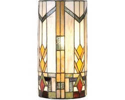 Lumilamp Wandlamp Tiffany Beige Groen Glas Halfrond