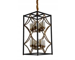 Lumina Deco Loft Hanglamp Quadra Duo Zwart/Messing E27