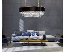 Lumina Deco Mazini Kroonluchter Hanglamp Zwart Goud Kristal E14 8x40W