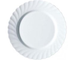 Luminarc Dessert / gebaksbordjes - wit - rond - glas - dia 15 cm - 6x stuks - kleine glazen bordjes - Taart bordjes