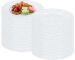Luminarc Gebaksbordjes - 24x stuks - wit - glas - 18 cm - Kleine glazen dessert bordjes - Tafel dekken