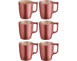 Luminarc Koffiemokken Monaco - 6x stuks - Hard Glas - koper - 250 ml - 9 cm - Flashy metallic finish
