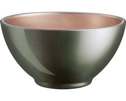 Luminarc Kommetjes - D13 x 6 cm - donkergroen - soepkommen/schaaltjes voor dessert/ontbijt - glas - metallic finish