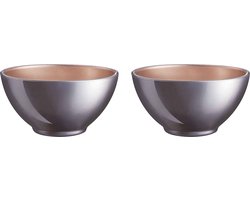 Luminarc Kommetjes/soepkommen/schaaltjes voor dessert/ontbijt - 2x - Glas - D13 x 6 cm - lila paars