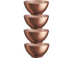 Luminarc Kommetjes/soepkommen/schaaltjes voor dessert/ontbijt - 4x - Glas - D13 x 6 cm - koper