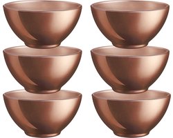Luminarc Kommetjes/soepkommen/schaaltjes voor dessert/ontbijt - 6x - Glas - D13 x 6 cm - koper